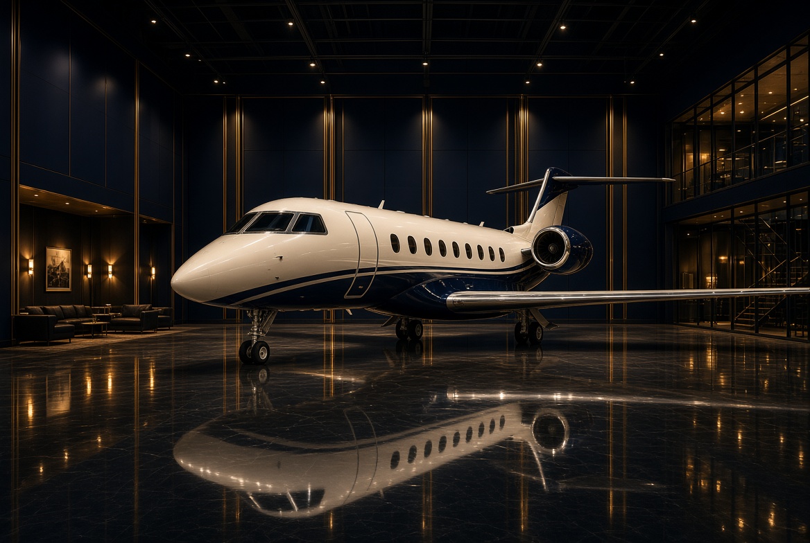 Private aircraft in a luxury hangar
